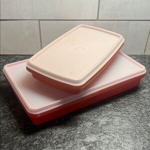 Tupperware Red and White Storage Set